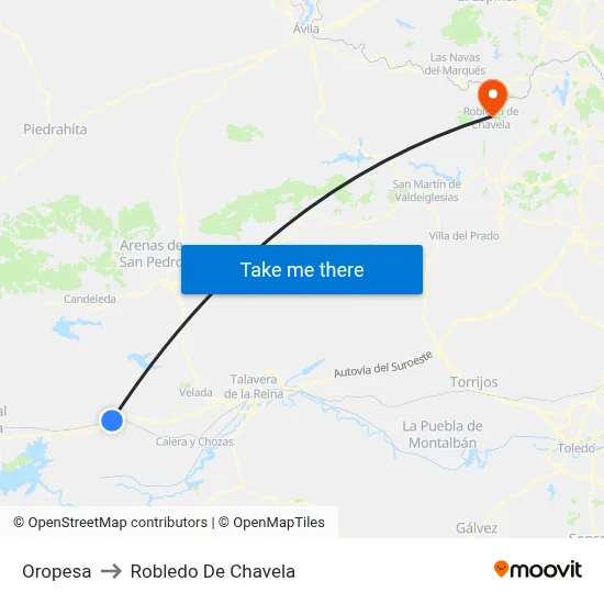 Oropesa to Robledo De Chavela map