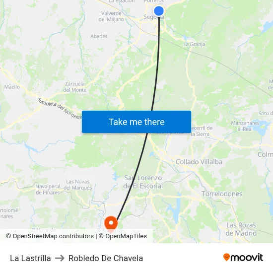La Lastrilla to Robledo De Chavela map