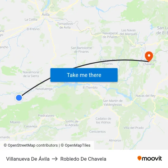Villanueva De Ávila to Robledo De Chavela map