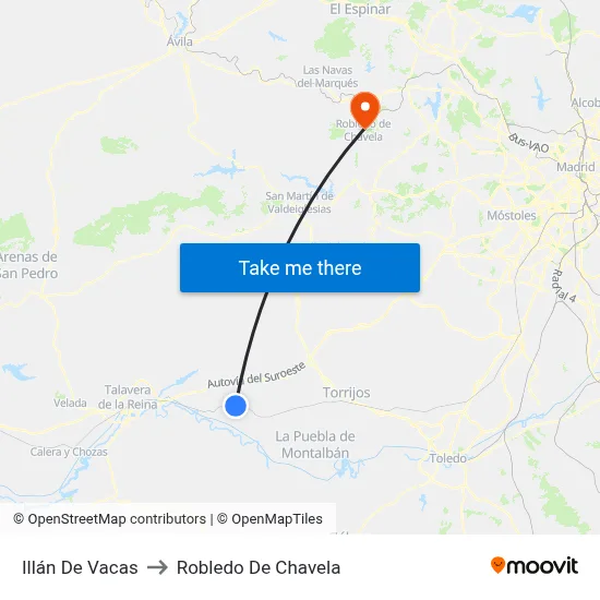 Illán De Vacas to Robledo De Chavela map