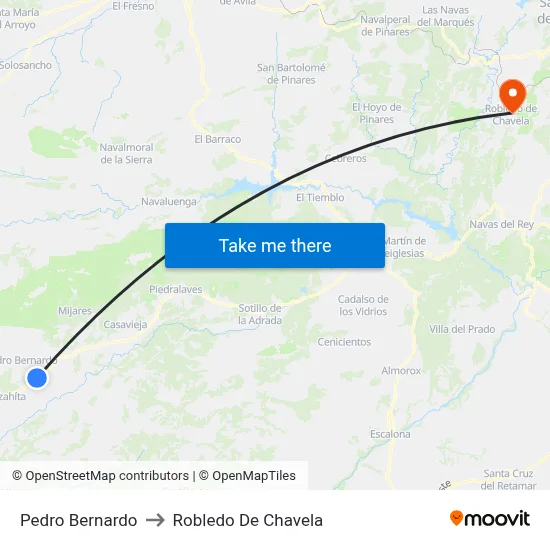 Pedro Bernardo to Robledo De Chavela map