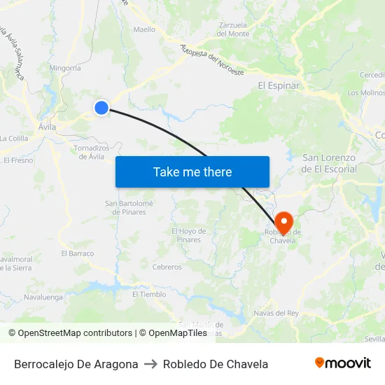 Berrocalejo De Aragona to Robledo De Chavela map