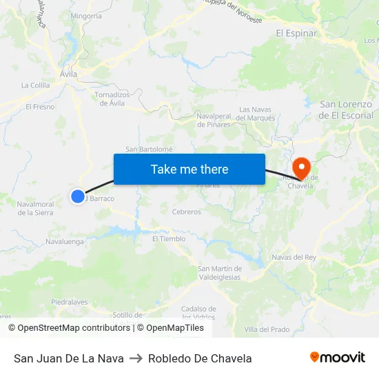San Juan De La Nava to Robledo De Chavela map