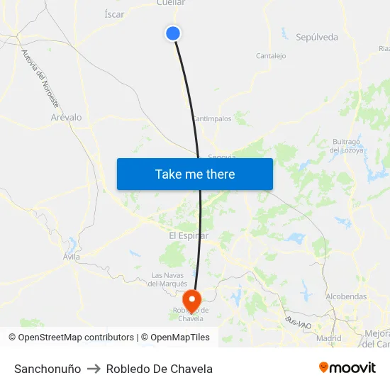 Sanchonuño to Robledo De Chavela map