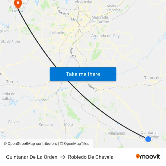 Quintanar De La Orden to Robledo De Chavela map