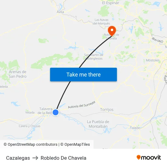 Cazalegas to Robledo De Chavela map