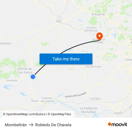 Mombeltrán to Robledo De Chavela map