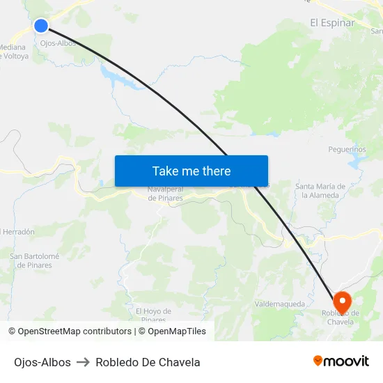 Ojos-Albos to Robledo De Chavela map