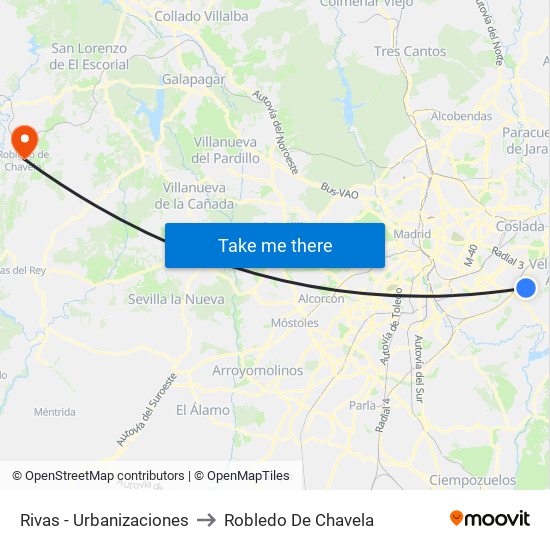 Rivas - Urbanizaciones to Robledo De Chavela map