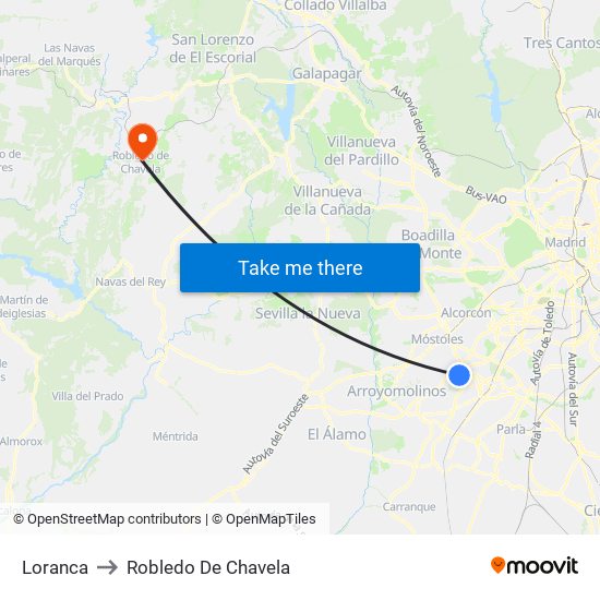 Loranca to Robledo De Chavela map