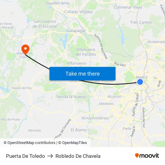 Puerta De Toledo to Robledo De Chavela map