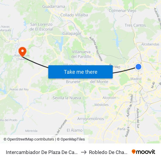 Intercambiador De Plaza De Castilla to Robledo De Chavela map