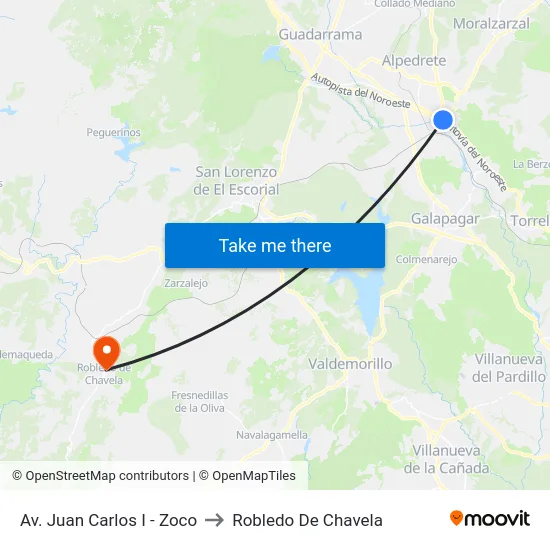 Av. Juan Carlos I - Zoco to Robledo De Chavela map
