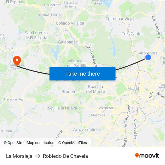 La Moraleja to Robledo De Chavela map