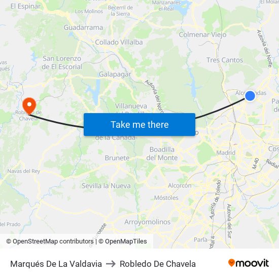 Marqués De La Valdavia to Robledo De Chavela map