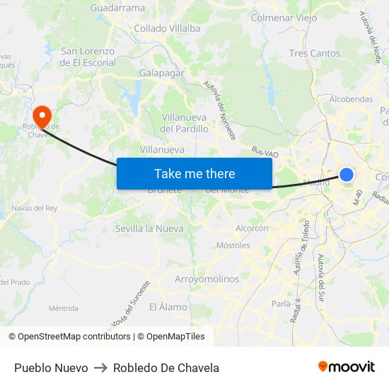 Pueblo Nuevo to Robledo De Chavela map