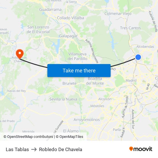 Las Tablas to Robledo De Chavela map