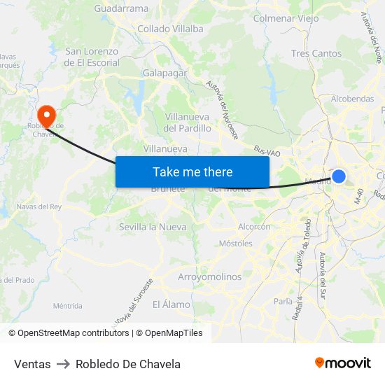 Ventas to Robledo De Chavela map