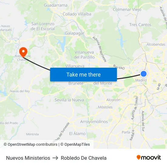Nuevos Ministerios to Robledo De Chavela map