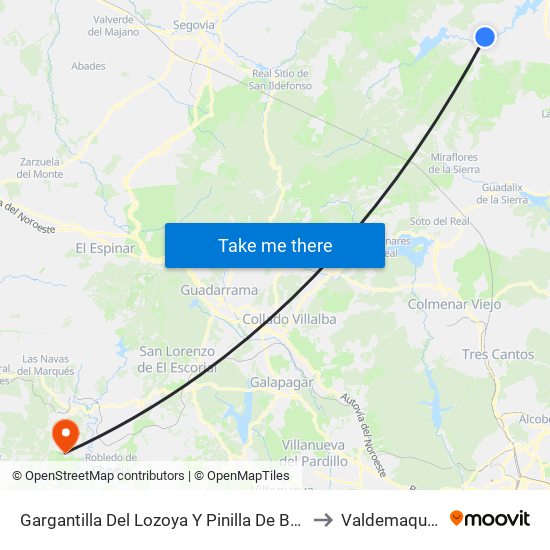 Gargantilla Del Lozoya Y Pinilla De Buitrago to Valdemaqueda map