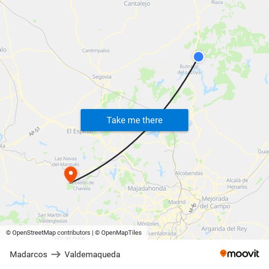 Madarcos to Valdemaqueda map