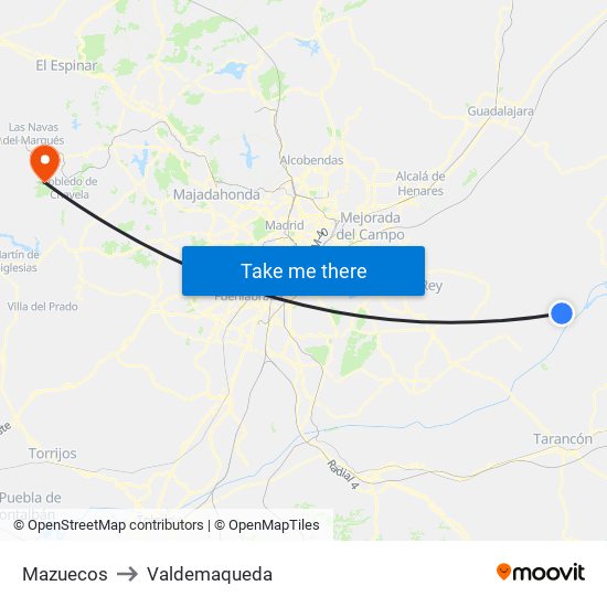 Mazuecos to Valdemaqueda map