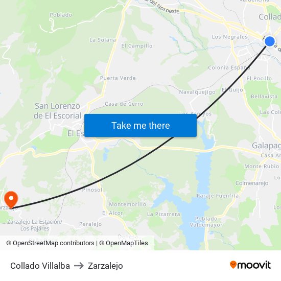 Collado Villalba to Zarzalejo map