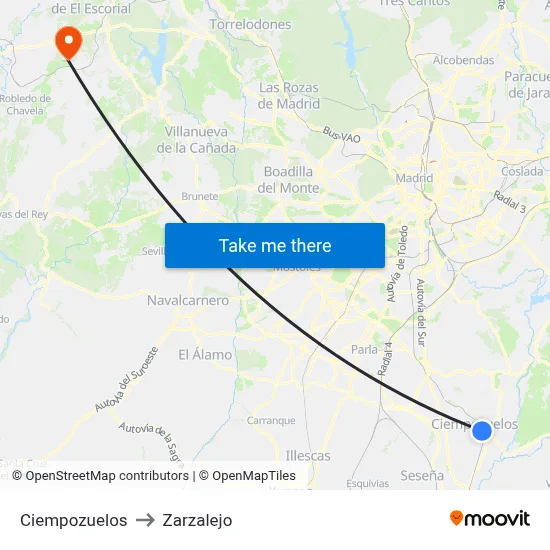 Ciempozuelos to Zarzalejo map