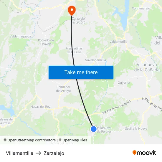 Villamantilla to Zarzalejo map