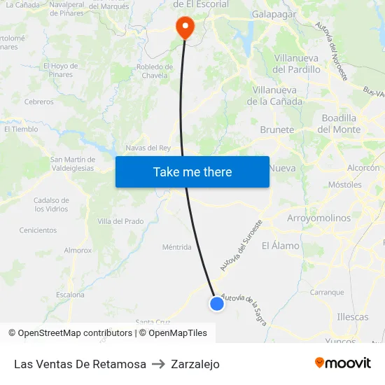 Las Ventas De Retamosa to Zarzalejo map