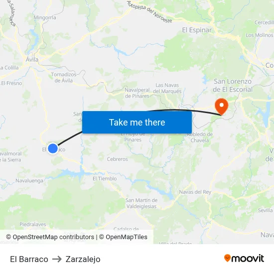 El Barraco to Zarzalejo map