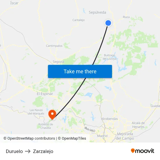 Duruelo to Zarzalejo map