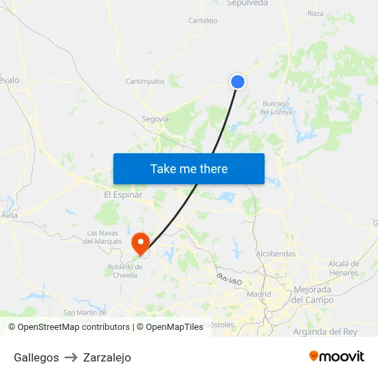Gallegos to Zarzalejo map