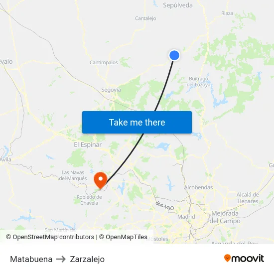 Matabuena to Zarzalejo map