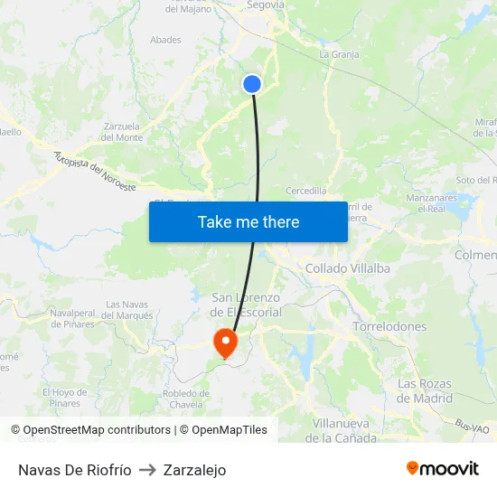 Navas De Riofrío to Zarzalejo map