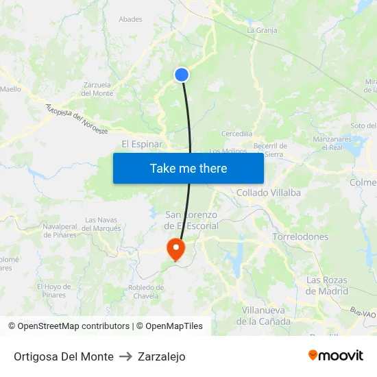 Ortigosa Del Monte to Zarzalejo map