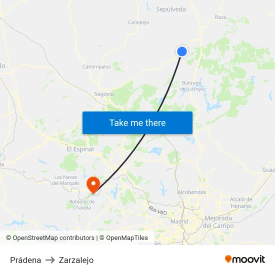 Prádena to Zarzalejo map