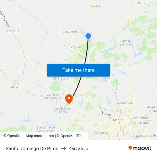Santo Domingo De Pirón to Zarzalejo map