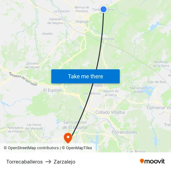 Torrecaballeros to Zarzalejo map