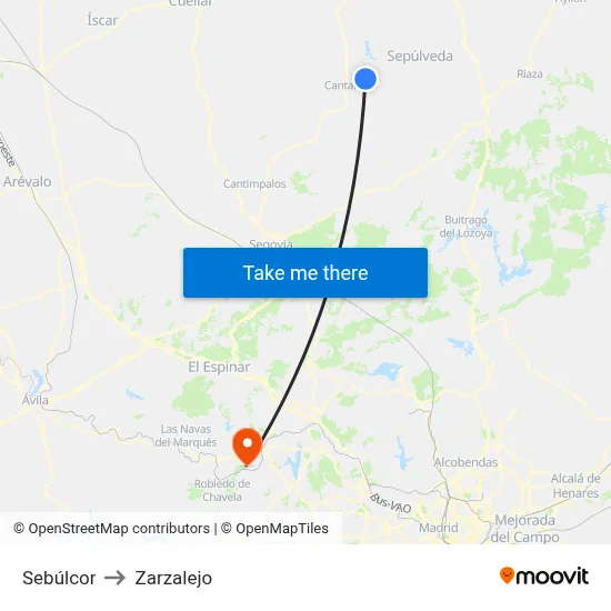 Sebúlcor to Zarzalejo map