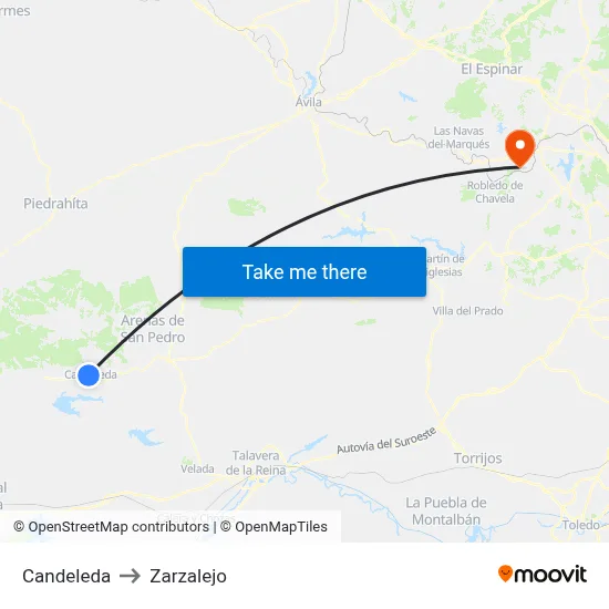 Candeleda to Zarzalejo map