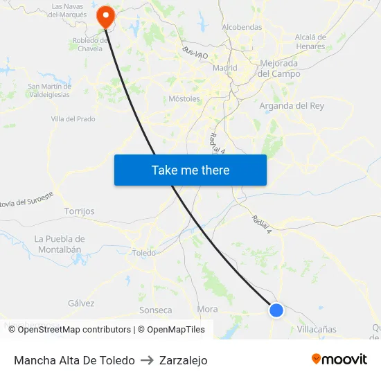 Mancha Alta De Toledo to Zarzalejo map