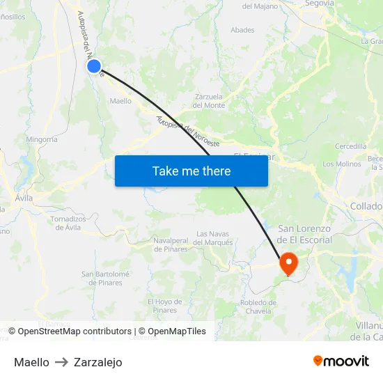 Maello to Zarzalejo map