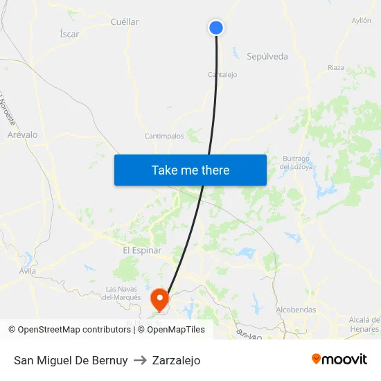San Miguel De Bernuy to Zarzalejo map