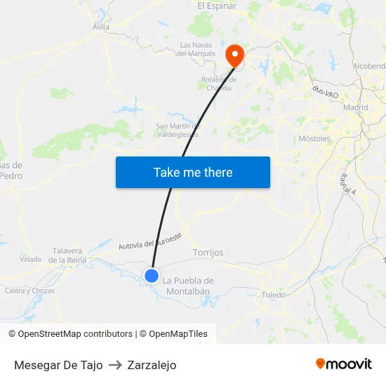 Mesegar De Tajo to Zarzalejo map