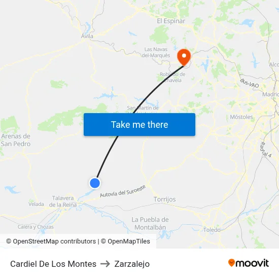 Cardiel De Los Montes to Zarzalejo map