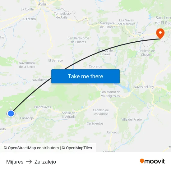 Mijares to Zarzalejo map