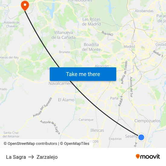 La Sagra to Zarzalejo map