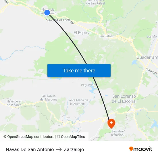Navas De San Antonio to Zarzalejo map