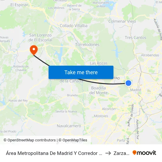 Área Metropolitana De Madrid Y Corredor Del Henares to Zarzalejo map